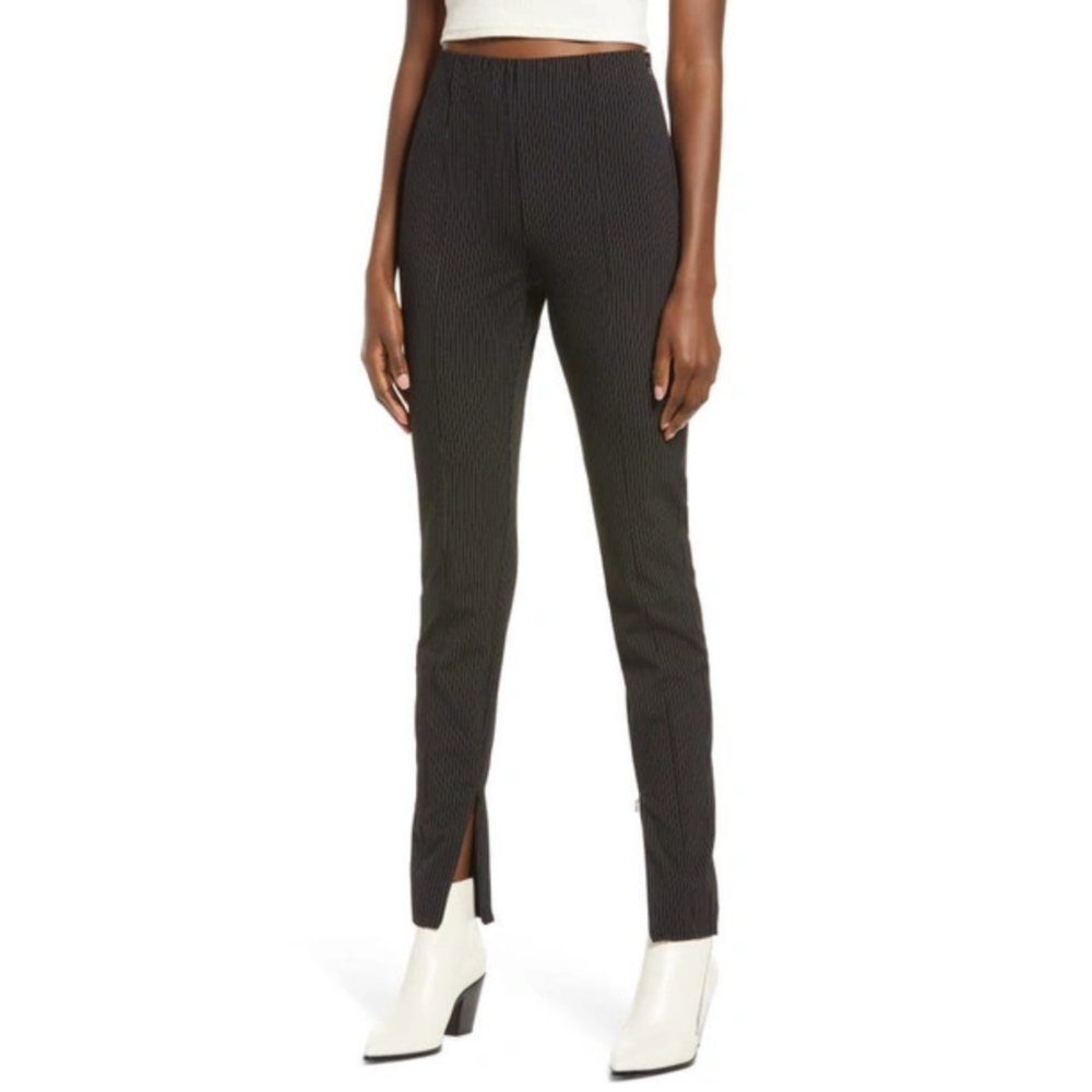 Open Edit Pinstripe Skinny Pants Dark Charcoal Grey